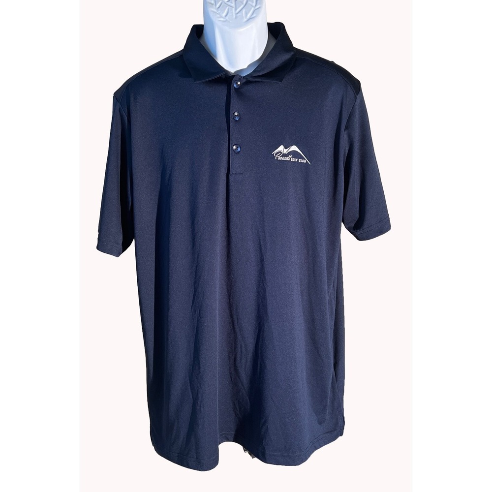 ANTIGUA Mens Short Sleeve Button Down Prescott Golf Club Polo Shirt‎ Blue Large